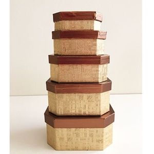 Gold Tone Paper Gift Boxes Set of 5